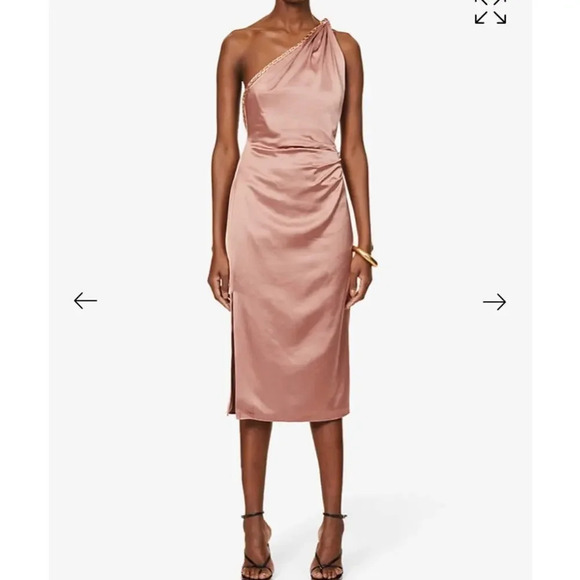 REISS Adaline One-shoulder draped satin dress - Picture 1 of 14